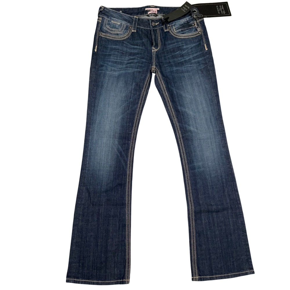 ReRock Express Jeans Womens 10R Blue Barely Boot Low Rise Contrast Stitch NWT